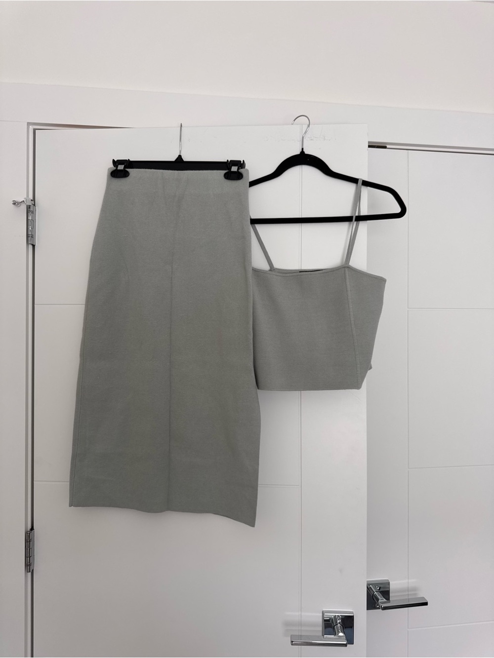 Express Sage Green Midi Skirt with Cropped Cami Set